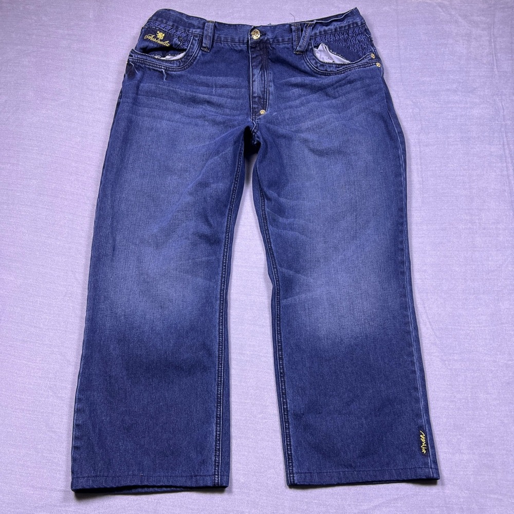 Coogi Australia REWORKED Mens‎ Denim Jeans Embellished Logo Pockets Straight Fit